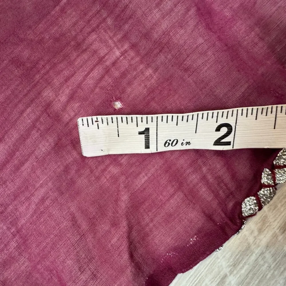 Vintage 70s Indian Gauze Apron Metallic Floral Egg Collecting Cottagecore Boho